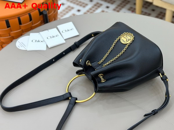 Chloe Small Bracelet Backpack in Black Grained Leather Replica