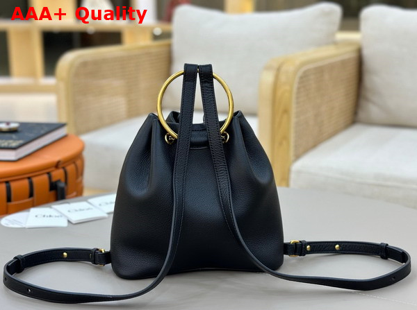 Chloe Small Bracelet Backpack in Black Grained Leather Replica