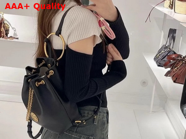 Chloe Small Bracelet Backpack in Black Grained Leather Replica