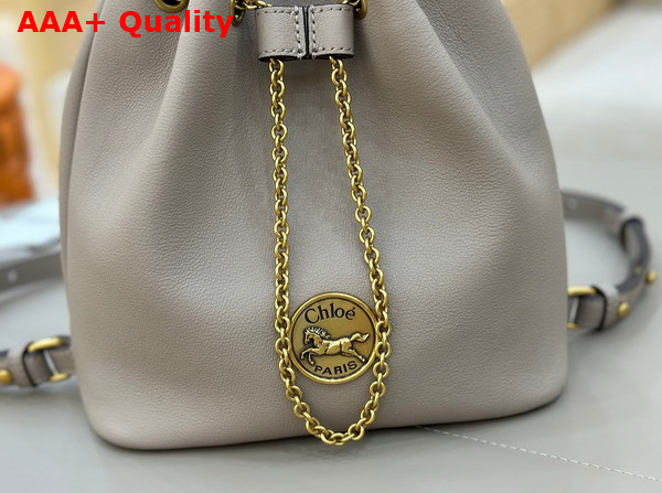 Chloe Small Bracelet Backpack in Motty Grey Grained Leather Replica