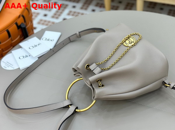 Chloe Small Bracelet Backpack in Motty Grey Grained Leather Replica