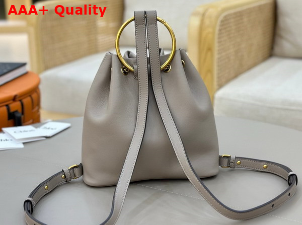 Chloe Small Bracelet Backpack in Motty Grey Grained Leather Replica