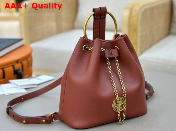 Chloe Small Bracelet Backpack in Sepia Brown Grained Leather Replica