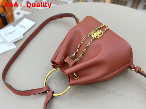 Chloe Small Bracelet Backpack in Sepia Brown Grained Leather Replica
