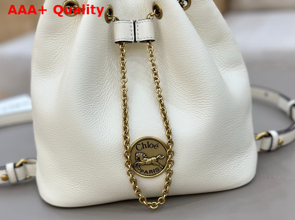 Chloe Small Bracelet Backpack in White Grained Leather Replica