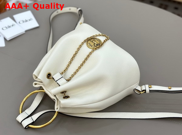 Chloe Small Bracelet Backpack in White Grained Leather Replica