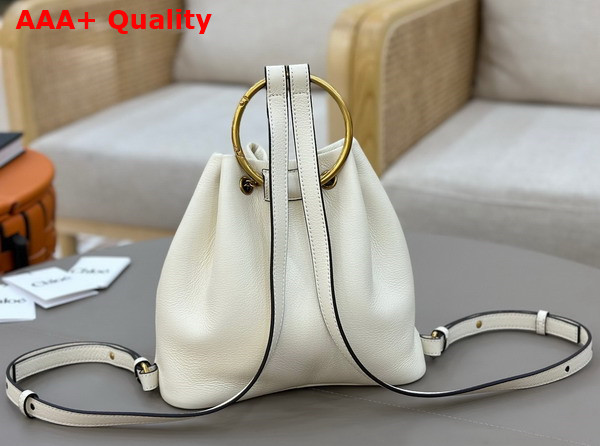 Chloe Small Bracelet Backpack in White Grained Leather Replica