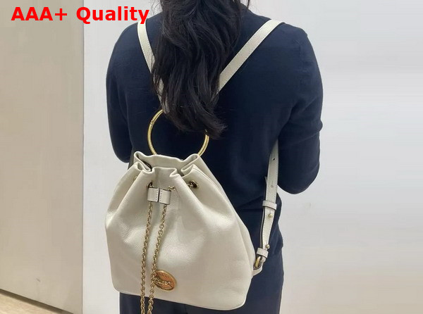 Chloe Small Bracelet Backpack in White Grained Leather Replica