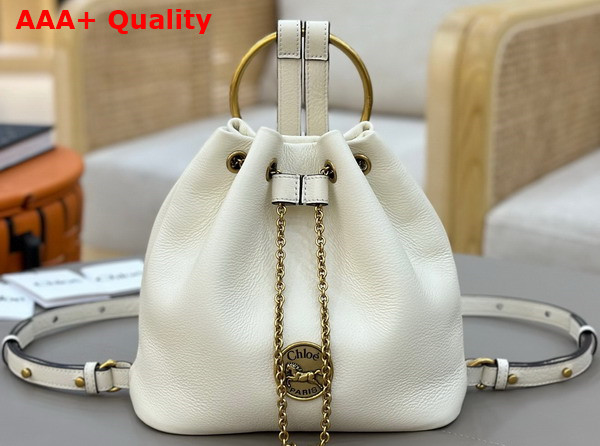 Chloe Small Bracelet Backpack in White Grained Leather Replica