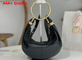 Chloe Small Bracelet Hobo Bag in Black Grained Leather Replica