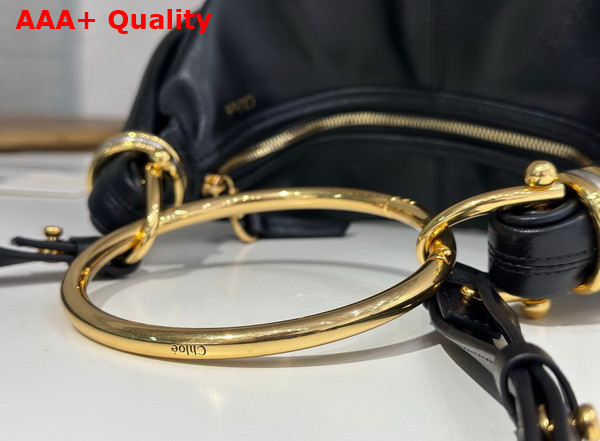 Chloe Small Bracelet Hobo Bag in Black Grained Leather Replica