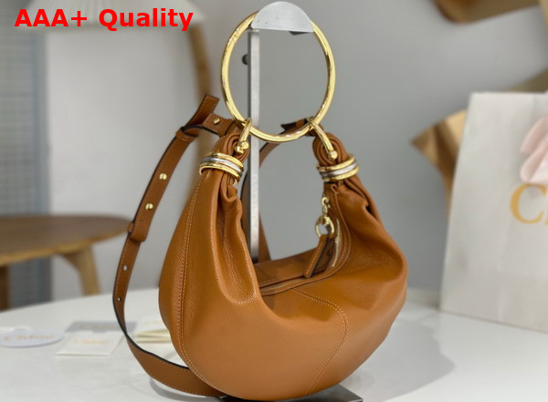 Chloe Small Bracelet Hobo Bag in Clay Brown Grained Leather Replica