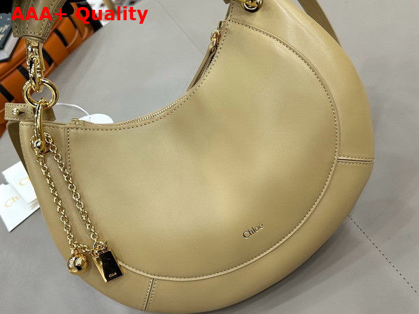 Chloe Small Chloe Banana Zipped Hobo in Beige Soft Leather Replica