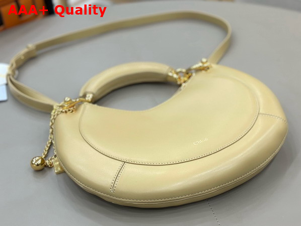 Chloe Small Chloe Banana Zipped Hobo in Beige Soft Leather Replica