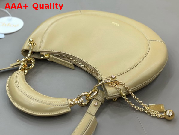 Chloe Small Chloe Banana Zipped Hobo in Beige Soft Leather Replica