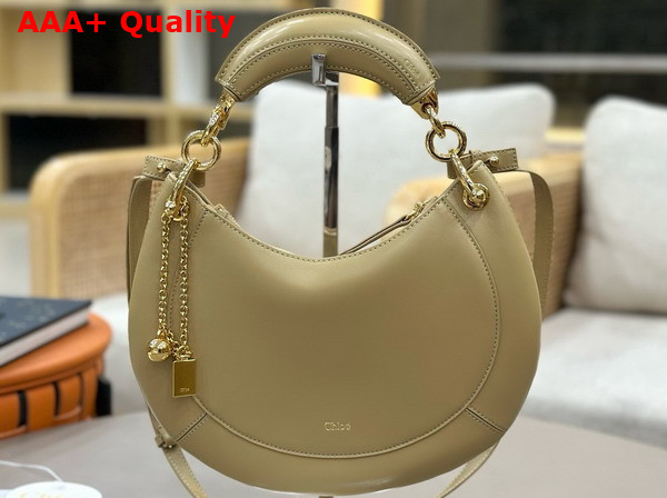 Chloe Small Chloe Banana Zipped Hobo in Beige Soft Leather Replica