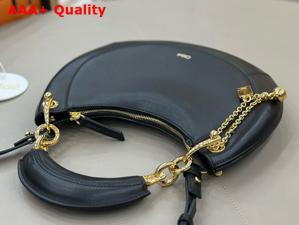 Chloe Small Chloe Banana Zipped Hobo in Black Soft Leather Replica