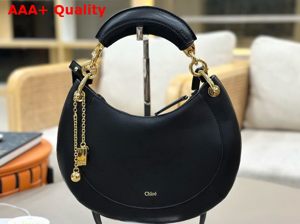 Chloe Small Chloe Banana Zipped Hobo in Black Soft Leather Replica