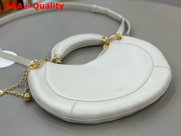 Chloe Small Chloe Banana Zipped Hobo in Milk White Soft Leather Replica