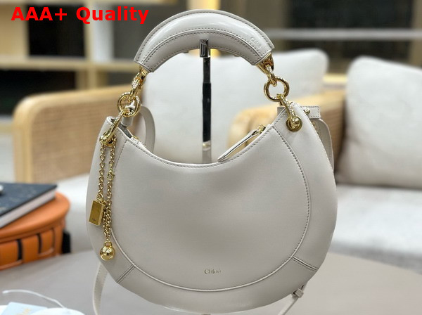 Chloe Small Chloe Banana Zipped Hobo in Milk White Soft Leather Replica