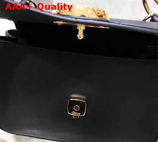 Chloe Small Chloe C Double Carry Bag Black Shiny and Suede Calfskin Replica