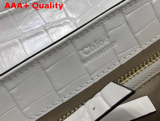 Chloe Small Chloe C Double Carry Bag Croc Embossed Calfskin White Replica