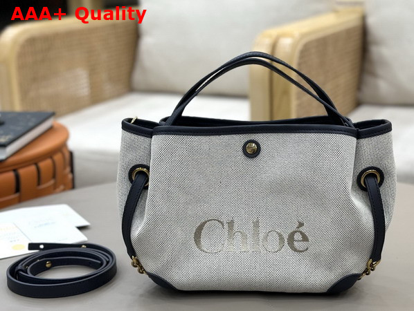 Chloe Small Chloe Clover Double Carry Bag in Canvas Black and Navy Replica