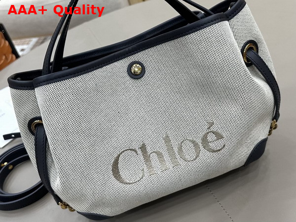 Chloe Small Chloe Clover Double Carry Bag in Canvas Black and Navy Replica