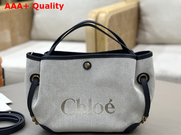 Chloe Small Chloe Clover Double Carry Bag in Canvas Black and Navy Replica