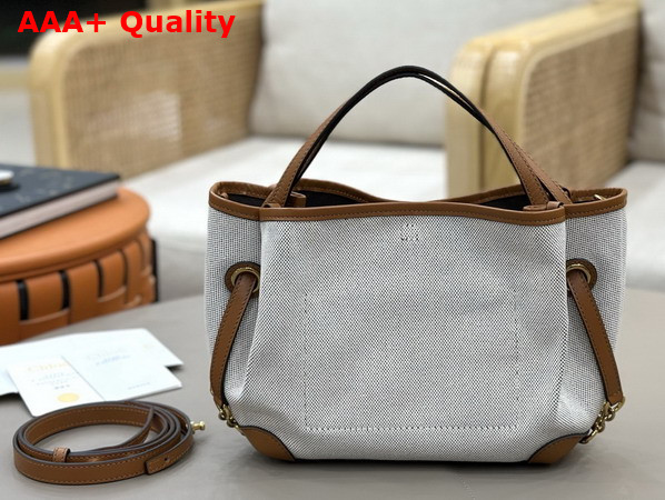 Chloe Small Chloe Clover Double Carry Bag in Canvas Clay Brown Replica