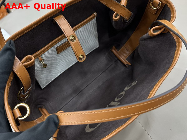 Chloe Small Chloe Clover Double Carry Bag in Canvas Clay Brown Replica