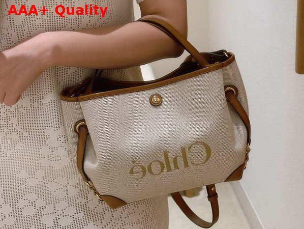 Chloe Small Chloe Clover Double Carry Bag in Canvas Clay Brown Replica
