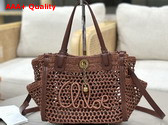 Chloe Small Chloe Iconic Double Carry Bag in Clay Brown Raffia Replica