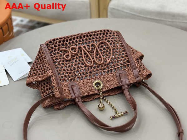 Chloe Small Chloe Iconic Double Carry Bag in Clay Brown Raffia Replica