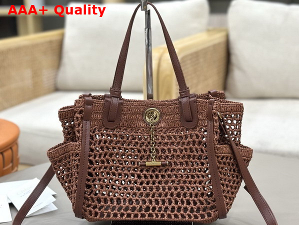 Chloe Small Chloe Iconic Double Carry Bag in Clay Brown Raffia Replica