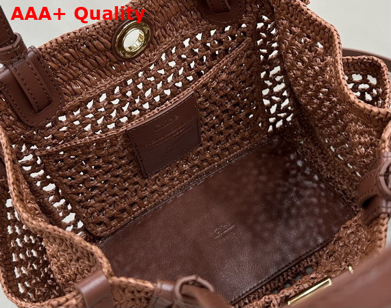 Chloe Small Chloe Iconic Double Carry Bag in Clay Brown Raffia Replica