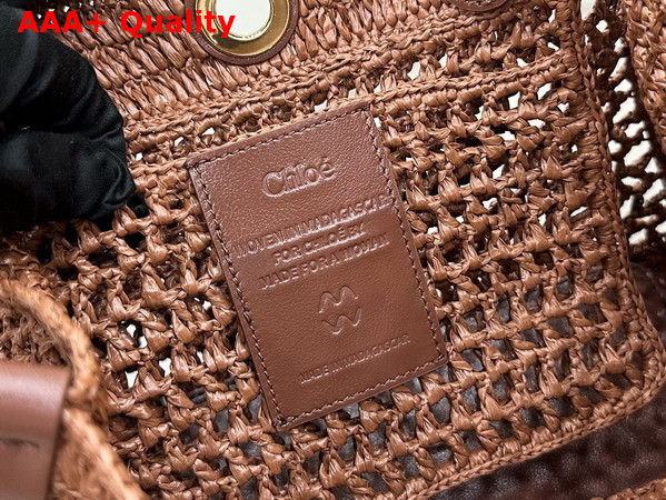 Chloe Small Chloe Iconic Double Carry Bag in Clay Brown Raffia Replica