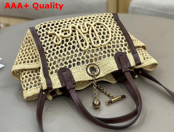 Chloe Small Chloe Iconic Double Carry Bag in Hot Sand Raffia Replica