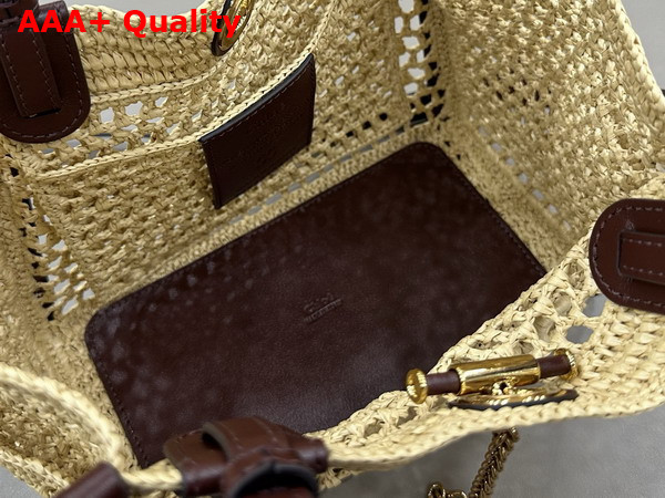 Chloe Small Chloe Iconic Double Carry Bag in Hot Sand Raffia Replica