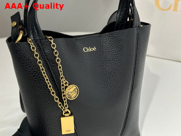 Chloe Small Chloe Spin Tote Bag in Black Grained Leather Replica