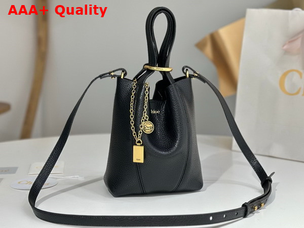 Chloe Small Chloe Spin Tote Bag in Black Grained Leather Replica