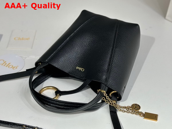 Chloe Small Chloe Spin Tote Bag in Black Grained Leather Replica