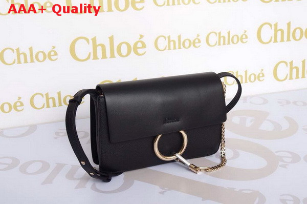 Chloe Small Faye Bag in Grained Calfskin and Nappa Nambskin Black Replica