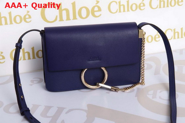 Chloe Small Faye Bag in Blue Grained Calfskin and Nappa Nambskin Replica