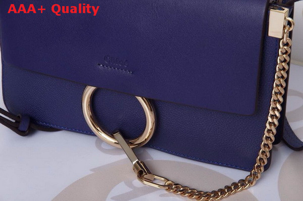 Chloe Small Faye Bag in Blue Grained Calfskin and Nappa Nambskin Replica