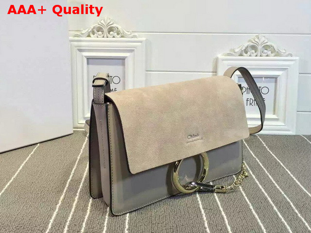 Chloe Small Faye Bag in Light Grey Suede and Smooth Calfskin Replica