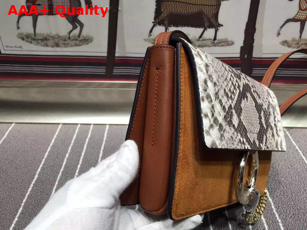 Chloe Small Faye Bag in Pattern Python Suede Calfskin Brown Replica