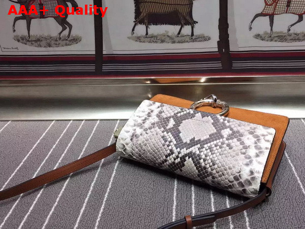 Chloe Small Faye Bag in Pattern Python Suede Calfskin Brown Replica