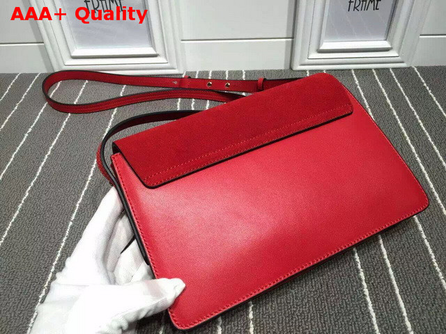 Chloe Small Faye Bag in Red Suede Calfskin and Smooth Calfskin Replica
