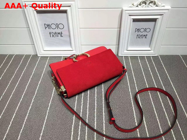 Chloe Small Faye Bag in Red Suede Calfskin and Smooth Calfskin Replica